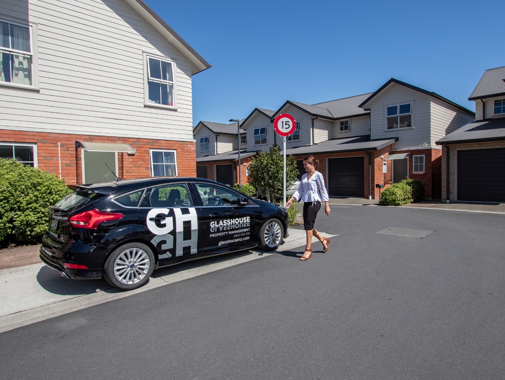 Property manager visiting a rental property